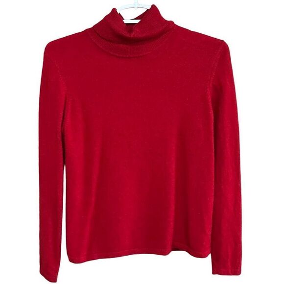 Women’s Red Orvis Pure Cashmere Long Sleeve Roll Neck Knit Sweater Size Small - Picture 1 of 4